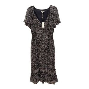 Max Studio Black Floral Midi Dress